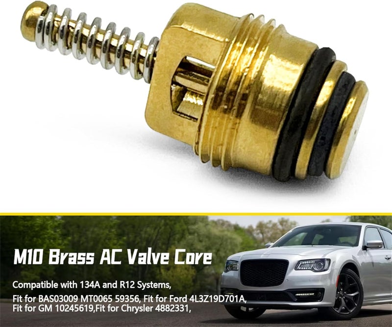 SIDMILE 25Pcs Standard M10 Brass A/C Schrader Valve Core for BAS03009 MT0065 59356 Fit for Ford 4L3Z19D701A Fit for GM 10245619 Fit for Chrysler 4882331 for 134A and R12 Systems - Image 2